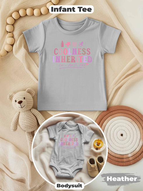 Coolness Inherited Baby Shirt – Personalized Infant Tee with Name & Birthdate – Cute Gift for Newborn, Baby Shower or First Outfit